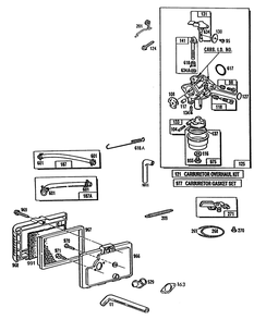 Carburetor, Air Cleaner Grp Diagram and Parts List for 110702-0207-XX  Briggs and Stratton Engine
